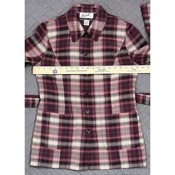 Vintage Randolph Duke The Look Y2K Wool Blend Jacket Blazer Plaid Pink Tan Sz 8 - Picture 6 of 13